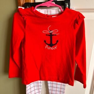 Red Long Sleeve Shirt with Anchor Design